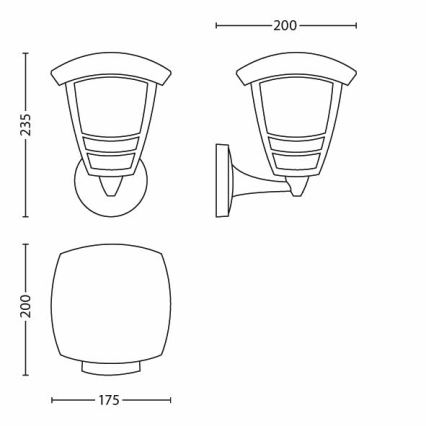 Philips 15380/30/16 - Āra sienas gaismeklis MYGARDEN CREEK 1xE27/60W/230V