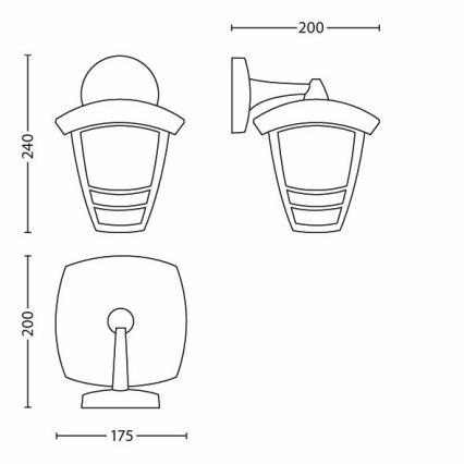 Philips - Āra sienas gaismeklis 1xE27/60W/230V