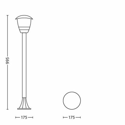 Philips 15383/30/16 - Āra lampa MYGARDEN CREEK 1xE27/60W/230V melns IP44