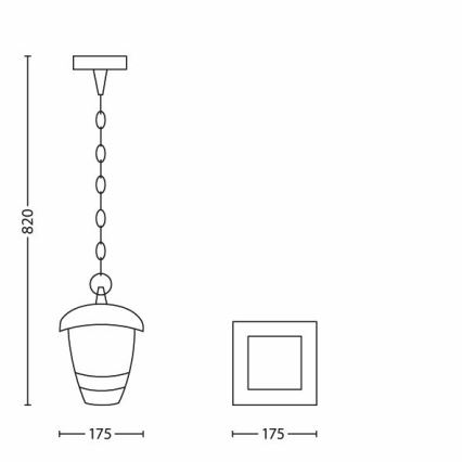 Philips - Āra piekaramā lustra 1xE27/60W/230V melns IP44