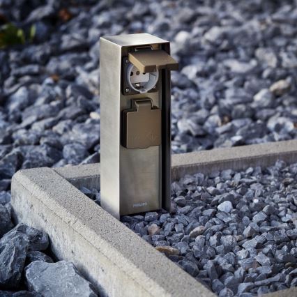 Philips 17108/47/16 - Āra kontakligdzdu kolonna MYGARDEN ROCK 230V IP44 SCHUKO