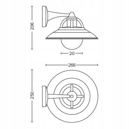 Philips 17381/30/PN - Āra sienas gaismeklis COMORANT 1xE27/42W/230V IP44