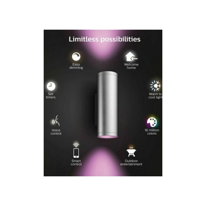 Philips - LED RGBW Aptumšojama āra sienas lampa Hue APPEAR 2xLED/8W/230V IP44