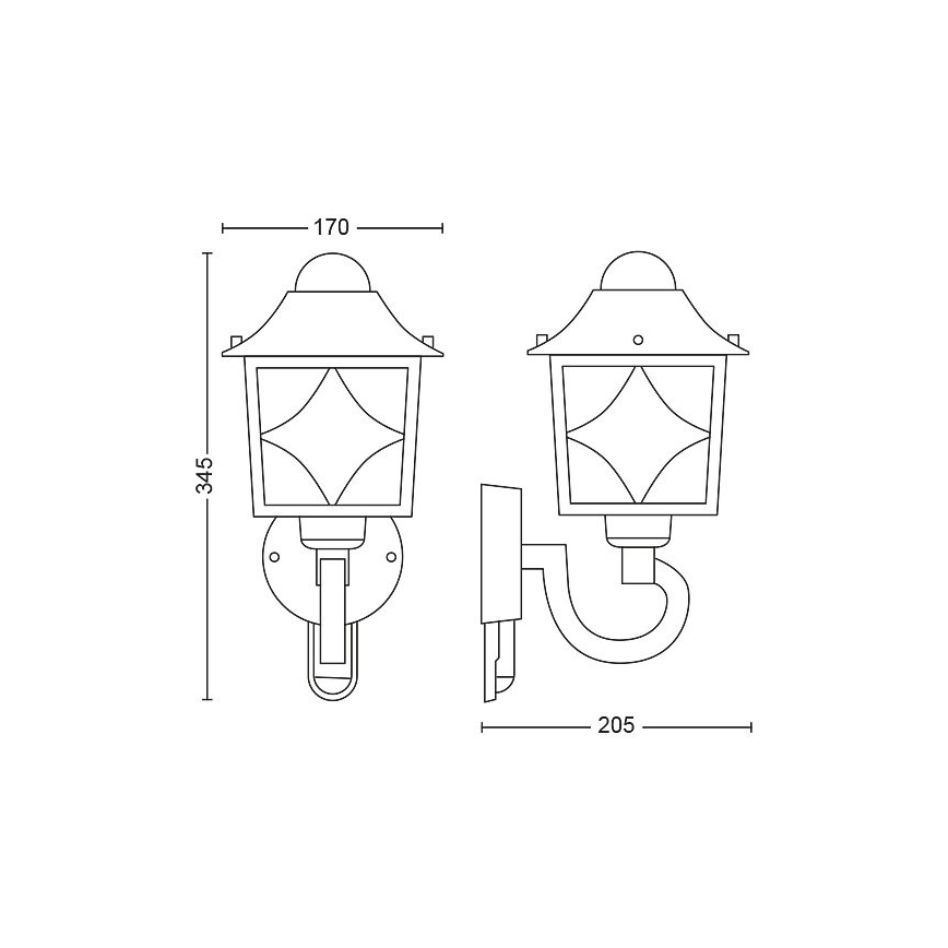 Philips - Āra sienas gaismeklis ar sensoru 1xE27/60W/230V IP44
