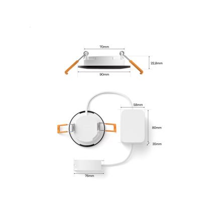 Philips - Komplekts 3x LED RGBW ar regulējamu spilgtumu vannas istabas iebūvējamie griestu gaismekļi Hue SLIM LED/8,3W/230V 1000-20000K melni P44