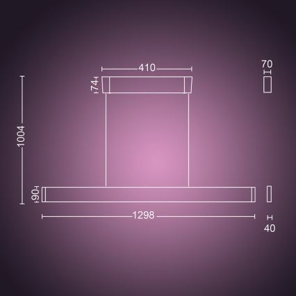 Philips – LED Lustra ar auklu Hue ENSIS White And Colour Ambiance 2×LED/39W/230V