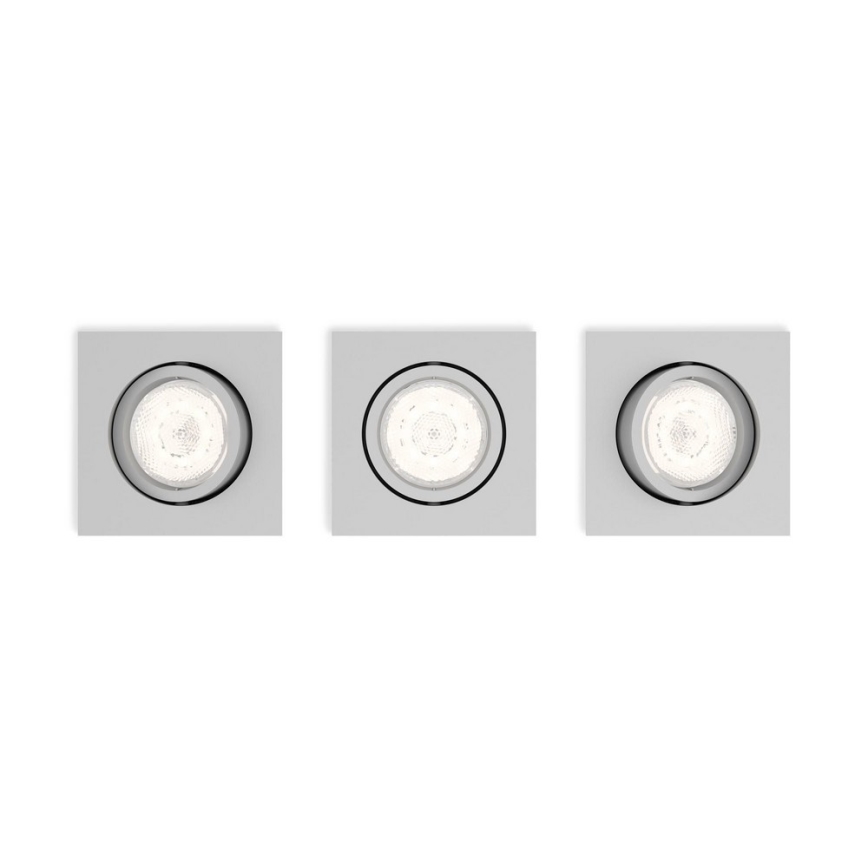 Philips 50123/87/P0 - Iepakojums 3x LED Aptumšojams iebūvējamais gaismeklis CASEMENT LED/4,5W/230V