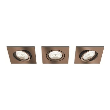 Philips 50393/05/P0 - KOMPLEKTS 3x LED Aptumšojams iegremdēts gaismeklis SHELLBARK 1xLED/4,5W/230V 2200-2700K