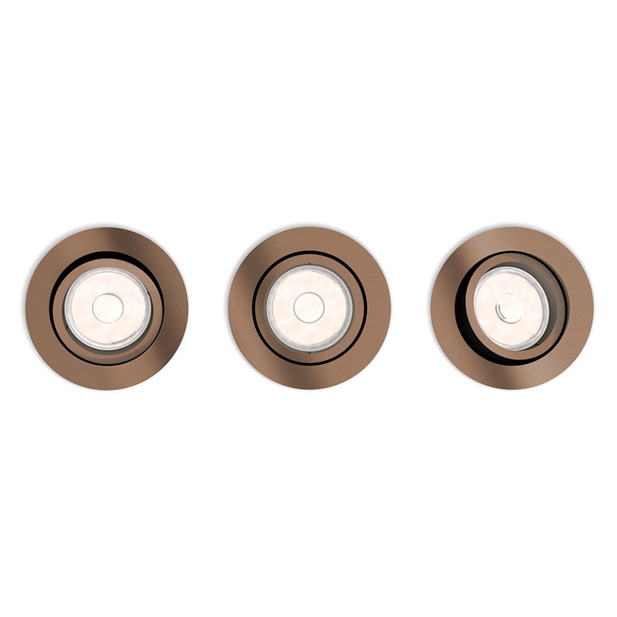 Philips 50393/05/PN - KOMPLEKTS 3x Iegremdējama lampa DONEGAL 1xGU10/5,5W/230V