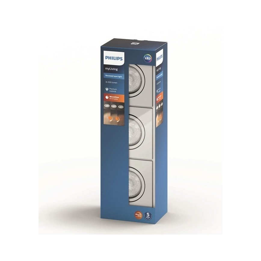 Philips  50393/11/P0 - SET 3x LED Aptumšojamais iebūvējamais griestu gaismeklis  light SHELLBARK LED/4,5W/230V