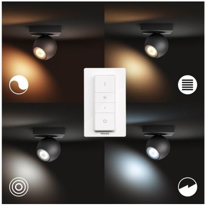 Philips - LED Aptumšojams starmetis Hue BUCKRAM 1xGU10/5W/230V + tālvadības pults