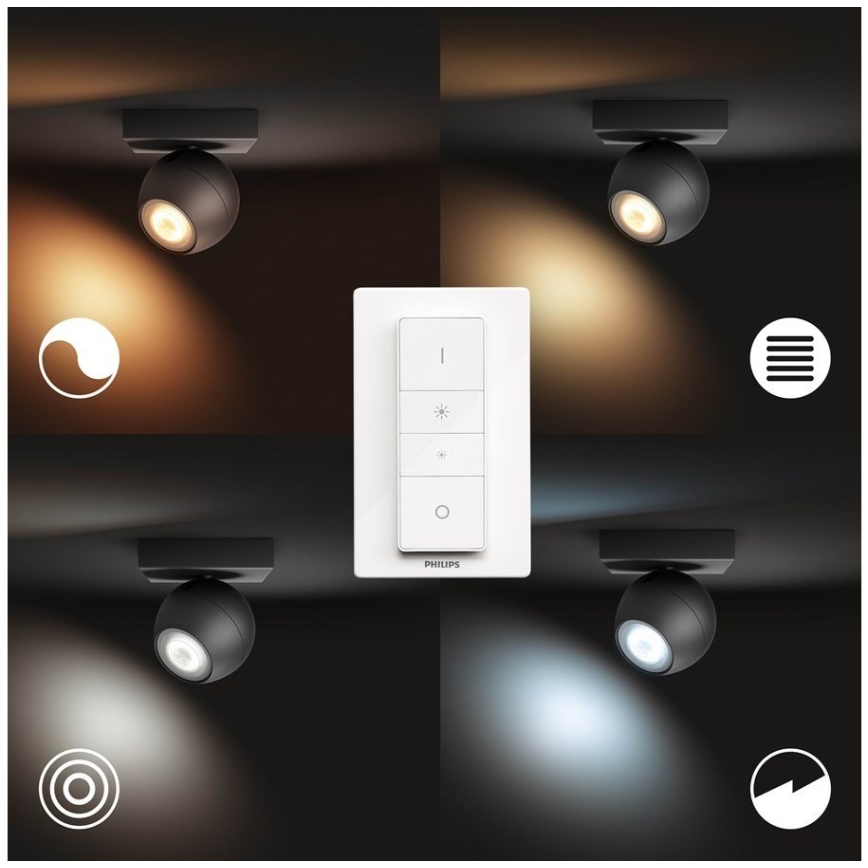 Philips - LED Aptumšojams starmetis Hue BUCKRAM 1xGU10/5W/230V + tālvadības pults