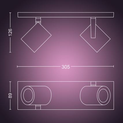 Philips - LED RGBW Aptumšojams starmetis Hue ARGENA 2xGU10/5,7W/230V