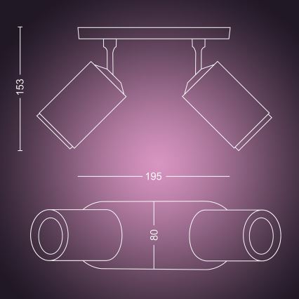 Philips - LED RGBW Aptumšojams starmetis Hue FUGATO 2xGU10/5,7W/230V