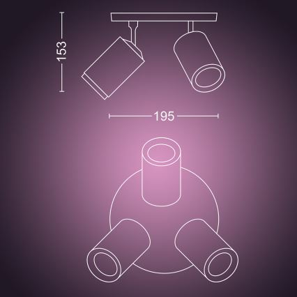 Philips - LED RGBW Aptumšojams starmetis Hue FUGATO 3xGU10/5,7W/230V