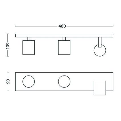 Philips - LED RGBW dimmējams virziena gaismeklis 3xGU10/4,8W/230V matēts hroms + tālvadības pults