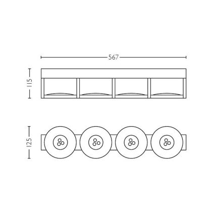 Philips 53154/48/P0 - LED Aptumšojams starmetis PARTICON 4xLED/4,5W/230V