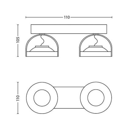 Philips - LED Aptumšojams starmetis 2xLED/4,5W/230V