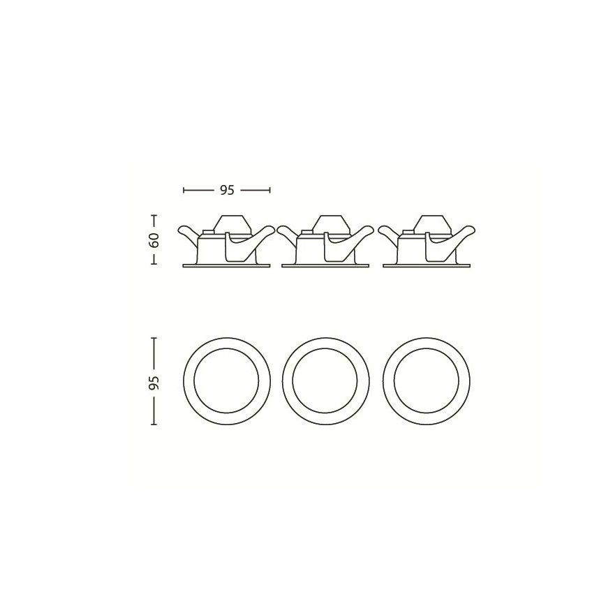 Philips 59100/87/16 - KOMPLEKTS 3x LED iegremdēts starmetis MYLIVING SCEPTRUM LED/3W/230V