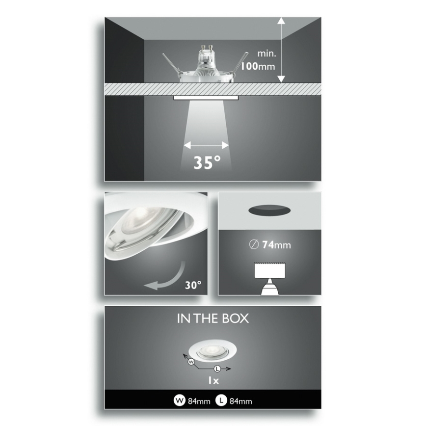 Philips 59270/31/16 - LED vannasistabas piekaramo griestu gaismeklis SMARTSPOT NASH 1xGU10/3,5W/230V