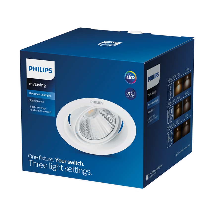 Philips - aptumšojams LED iebūvējams griestu gaismeklis SCENE SWITCH LED/3W/230V 2700K