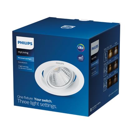 Philips - dimējams LED iebūvējamais griestu gaismeklis SCENE SWITCH LED/7W/230V 4000K