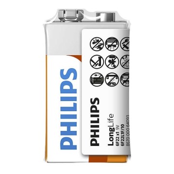 Philips 6F22L1F/10 -  Cinka hlorīda baterija 6F22 LONGLIFE 9V 150mAh