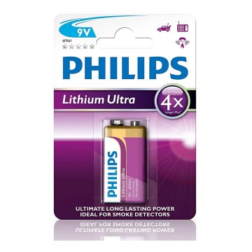 Philips 6FR61LB1A/10 - Litija baterija 6LR61 LITHIUM ULTRA 9V 600mAh