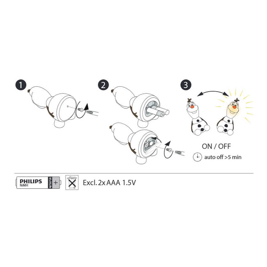 Philips 71768/08/16 - LED Bērnu lampa DISNEY FROZEN 1xLED/0,3W/3V