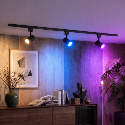 Philips - LED RGBW aptumšojams punktveida gaismeklis sliedes sistēmā EASYLINK HUE 3xGU10/4,7W/230V 2200-6500K 1m melns + Hue bridge