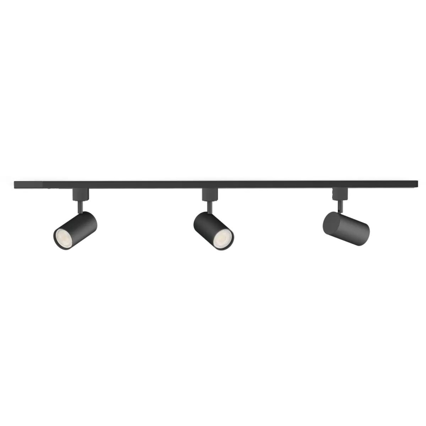 Philips - LED RGBW aptumšojams punktveida gaismeklis sliedes sistēmā EASYLINK HUE 3xGU10/4,7W/230V 2200-6500K 1m melns + Hue bridge