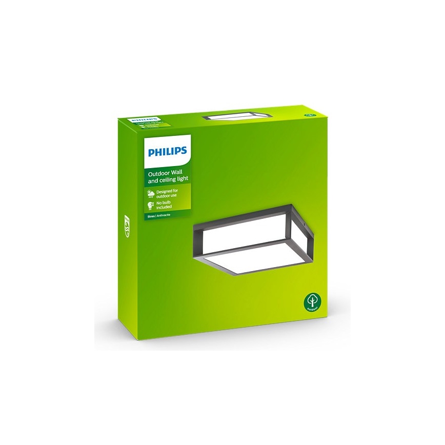 Philips - Āra griestu gaismeklis SKIES 2xE27/14W/230V IP44 antracīta