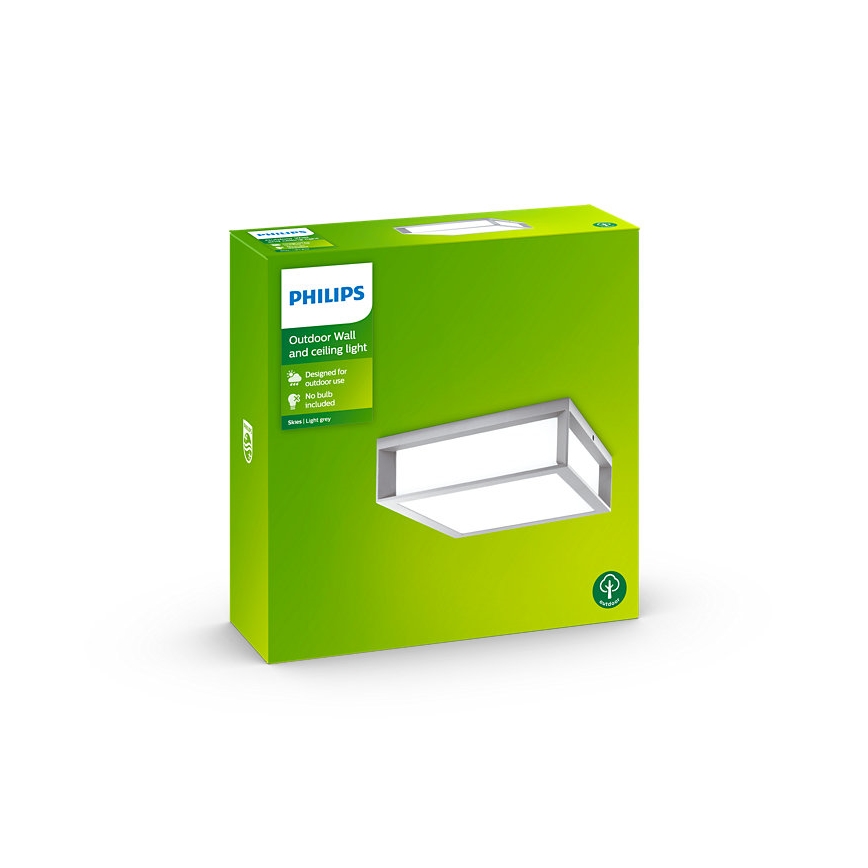 Philips - Āra griestu gaismeklis 2xE27/14W/230V IP44 pelēks