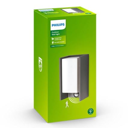 Philips - Āra sienas gaismeklis ar sensoru BRIDGE 1xE27/15W/230V IP44