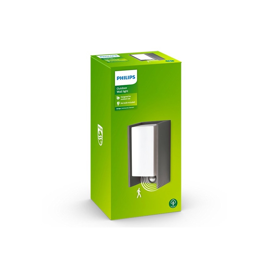 Philips - Āra sienas gaismeklis ar sensoru BRIDGE 1xE27/15W/230V IP44