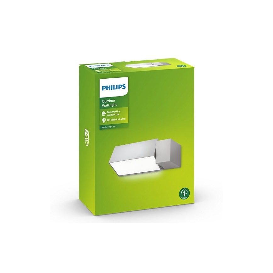 Philips - Āra sienas gaismeklis BORDER 1xE27/23W/230V IP44 pelēks
