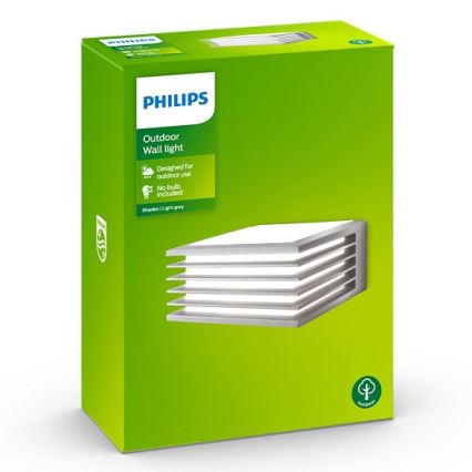 Philips - Āra sienas gaismeklis SHADES 1xE27/15W/230V IP44 pelēks