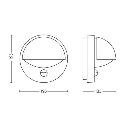 Philips - Āra sienas lampa ar sensoru JUNE 1xE27/12W/230V IP44