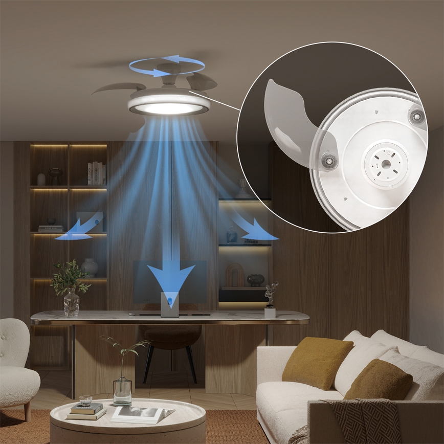 Philips - regulējama LED griestu lampa ar ventilatoru BLISS LED/35W/230V, balta + tālvadības pults