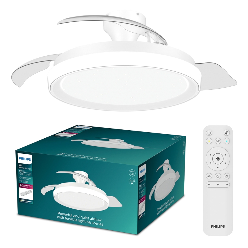 Philips - LED griestu gaismeklis ar regulējamu spilgtumu un ventilatoru BLISS LED/35W/230V balts + tālvadības pults