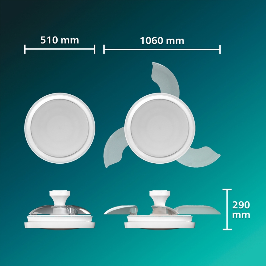 Philips - LED griestu gaismeklis ar regulējamu spilgtumu un ventilatoru BLISS LED/35W/230V balts + tālvadības pults