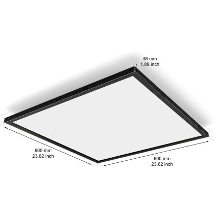 Philips - Hue AURELLE dimmējamā LED griestu lampa LED/39W/230V 2200-6500K 60x60 cm melna