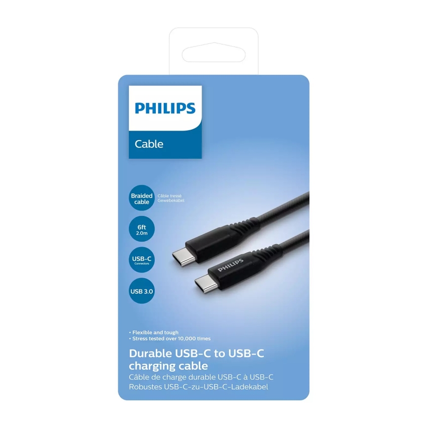 Philips DLC5206C/00 - USB vads USB-C 3.0 savienotājs 2m melns/pelēks
