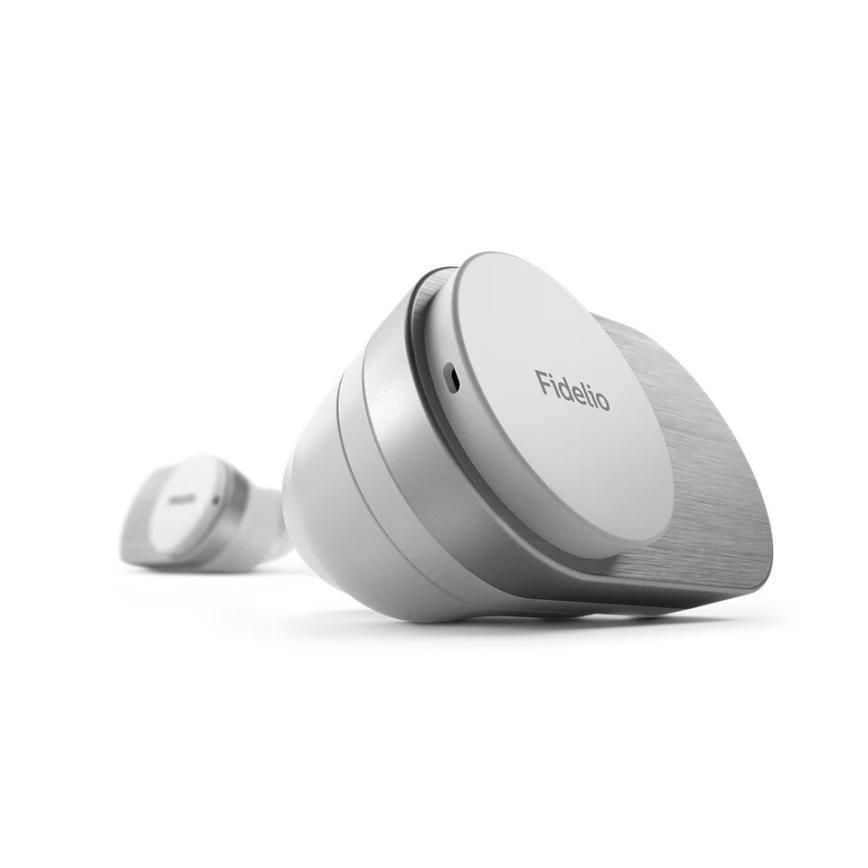 Philips Fidelio T1WT/00 - Bezvadu austiņas IPX4 2x 60 mAh + 650 mAh sudraba