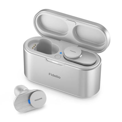 Philips Fidelio T1WT/00 - Bezvadu austiņas IPX4 2x 60 mAh + 650 mAh sudraba
