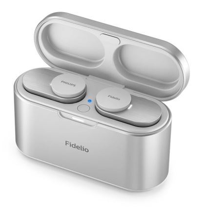 Philips Fidelio T1WT/00 - Bezvadu austiņas IPX4 2x 60 mAh + 650 mAh sudraba