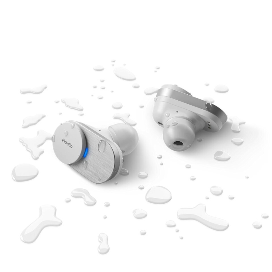 Philips Fidelio T1WT/00 - Bezvadu austiņas IPX4 2x 60 mAh + 650 mAh sudraba