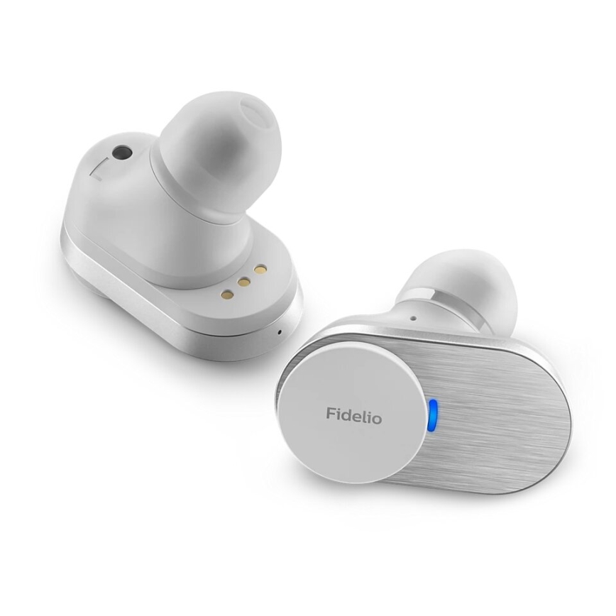Philips Fidelio T1WT/00 - Bezvadu austiņas IPX4 2x 60 mAh + 650 mAh sudraba