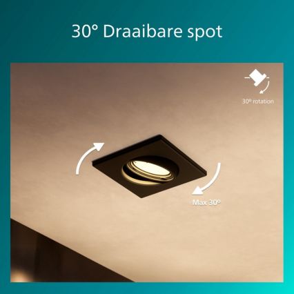 Philips - Griestu iebūvējamais gaismeklis PERIDOT 1xGU10/7W/230V melns