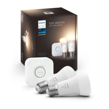 Philips Hue WHITE sākuma komplekts 2xE27/9,5W 2700K + Hue bridge